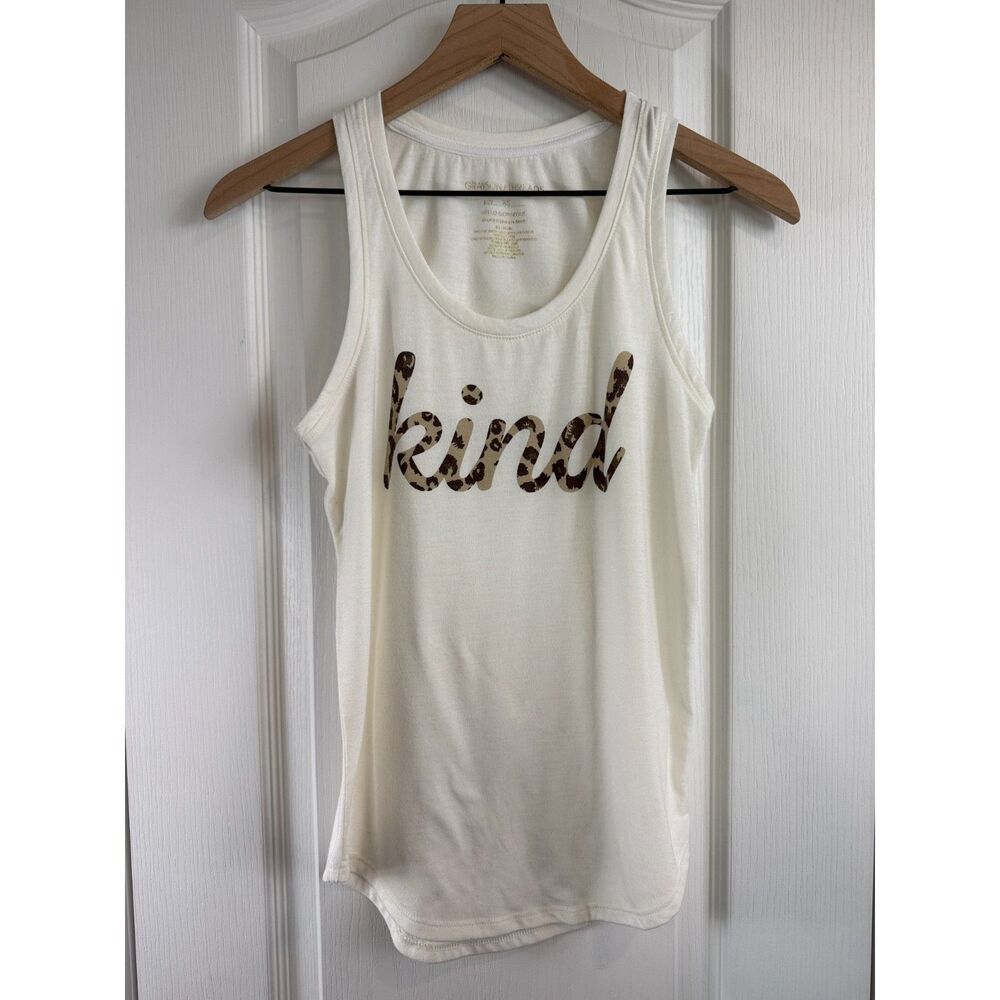 Grayson Threads Leopard Print Kind Tank Top Cream Polyester Rayon Size XS